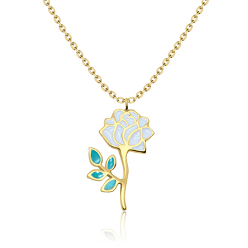 Gold Plated Gently Rose Silver Necklace SPE-3368-GP (CO1+CO15)